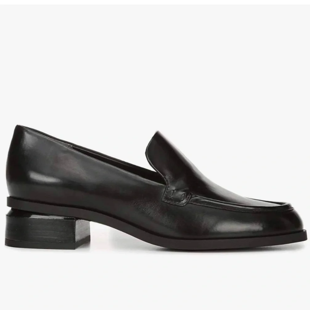 Franco Sarto Shoe Womens 9.5 Black Newbocca Loafer Leather Slip-On 1.5